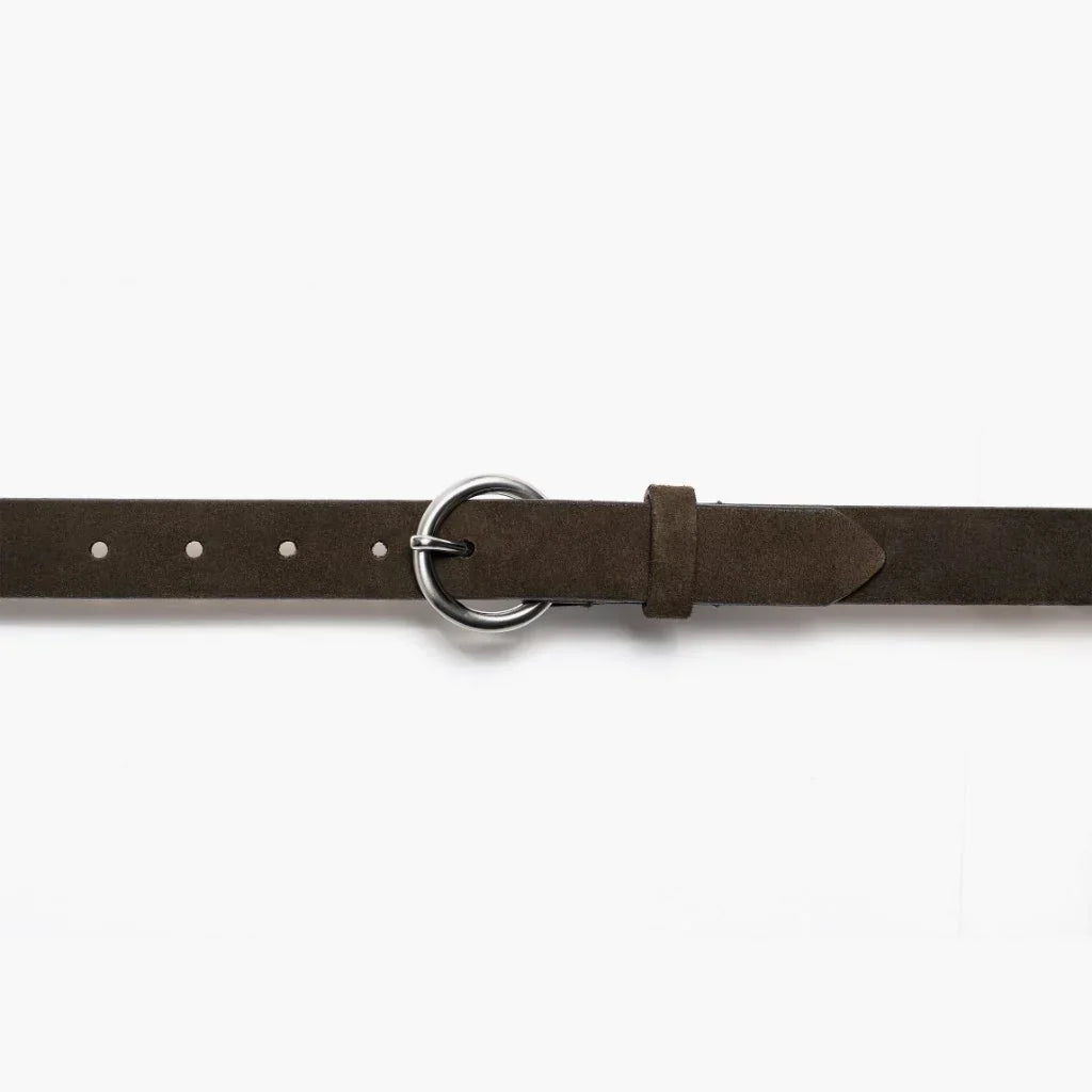 Women's Circle Leather Belt | Dark Olive Suede