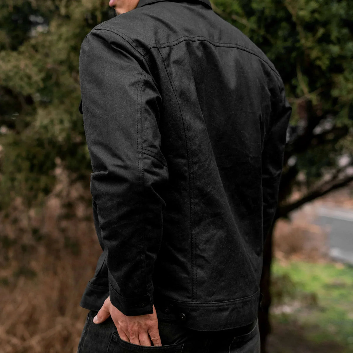 Waxed Trucker Jacket | Black