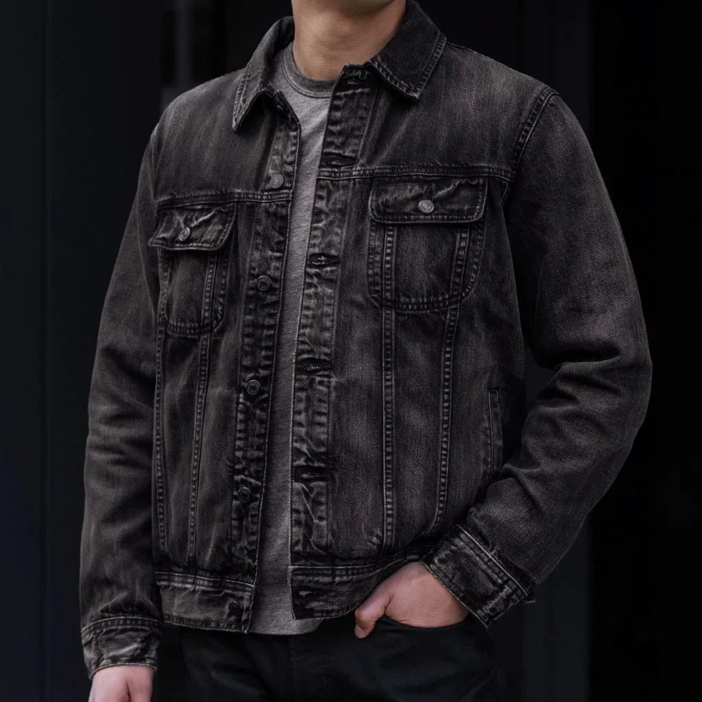 Denim Trucker Jacket | Faded Black