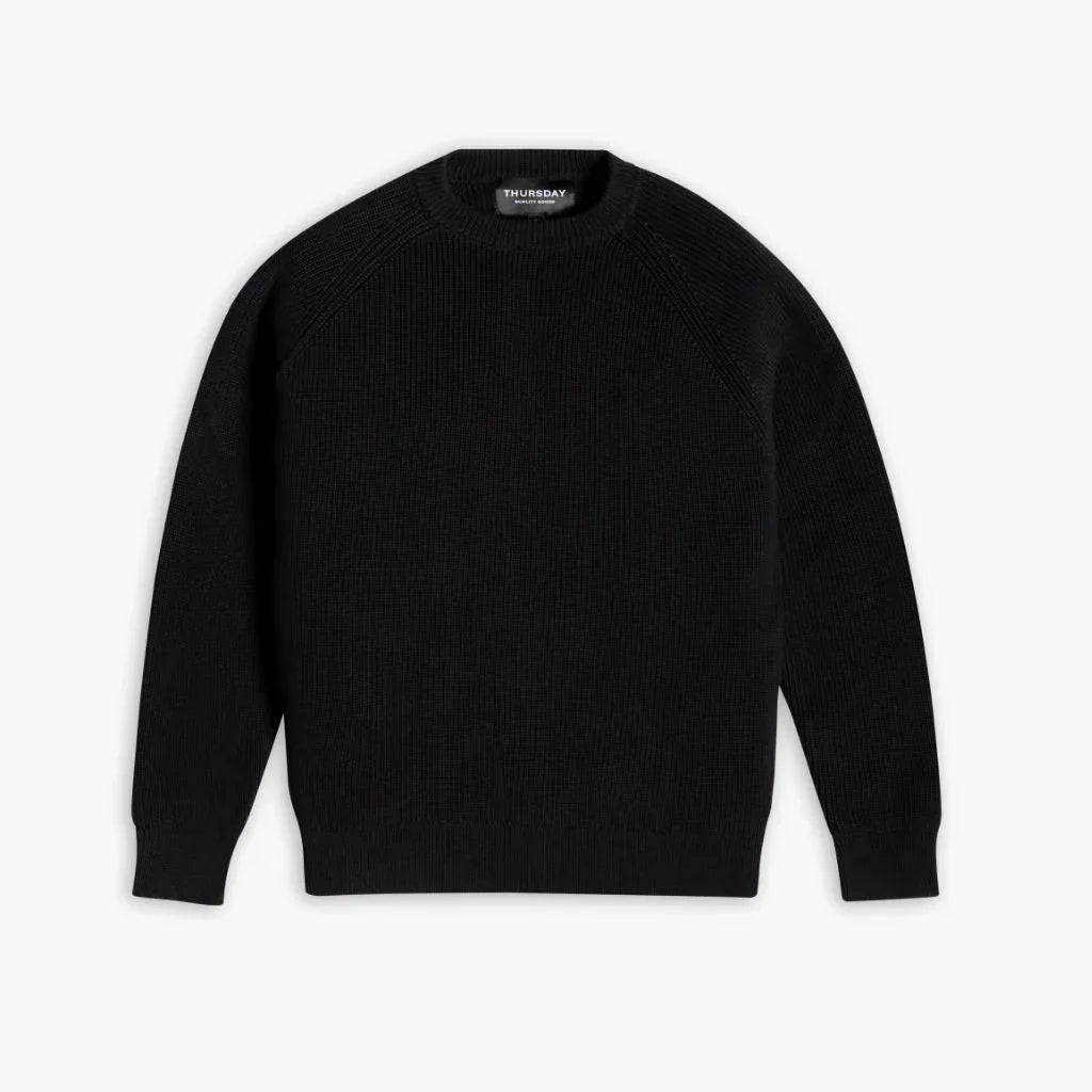 Ribbed Crewneck Sweater | Black